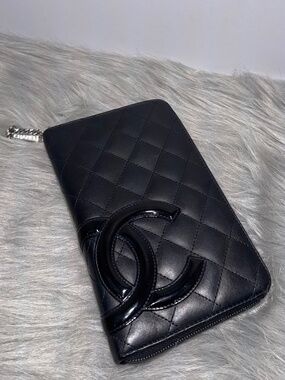 Chanel Cambon Black Quilted Leather Organizer~EUC
